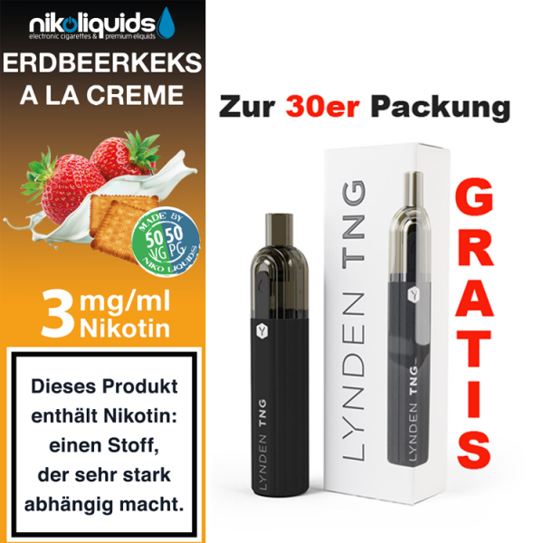 nikoliquids Liquids - 10ml f&uuml;r 7,20&euro; 3 mg Erdbeerkeks a la Creme